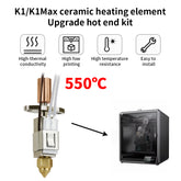 For Creality K1 K1Max CR-M4 Upgraded Hotend Kit Ceramic Heating Block Kit Up to 550℃ Extruder Kit Nozzle Placted Copper for K1